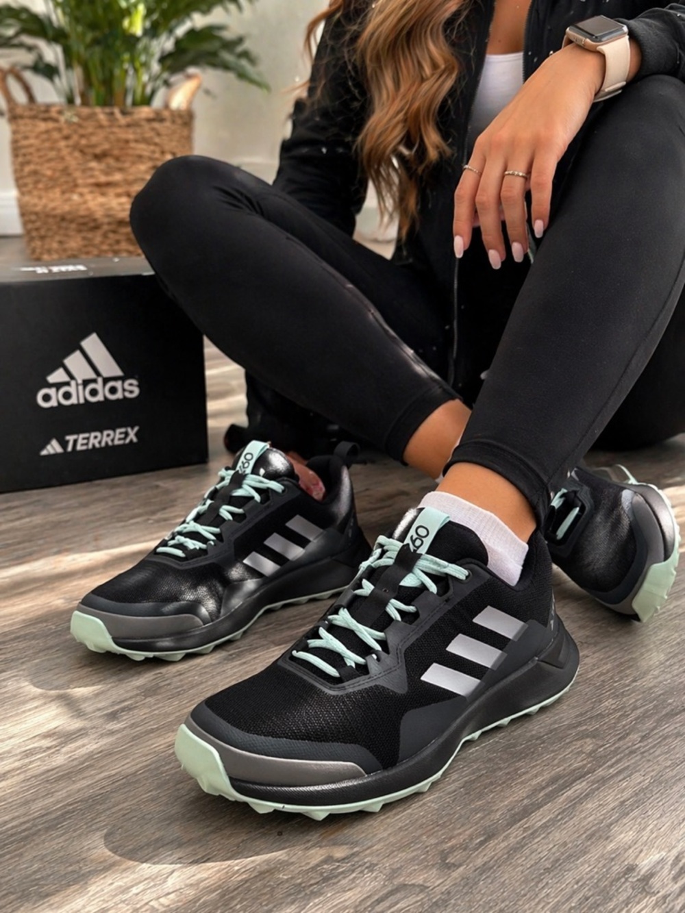Adidas TERREX CMTK 260 Trail Running Shoes Black Green Women’s 8 Hiking Sneakers